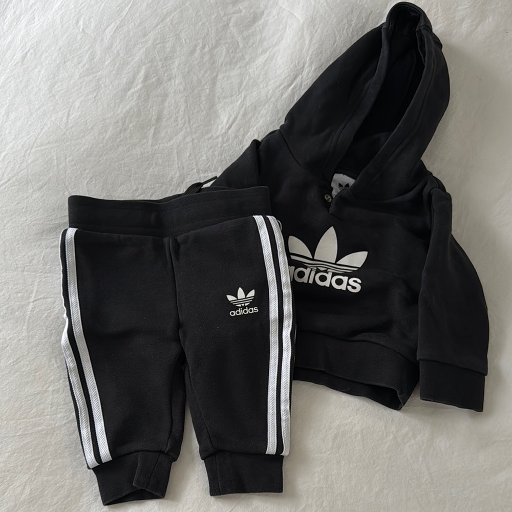Adidas Kids Black Tracksuit Set